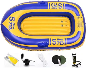 1-2 Person Inflatable Boat for Adults, Inflatable Dinghy Boats, Portable Boat Raft, Portable Rafting Fishing Pontoon Boat, 140x80cm