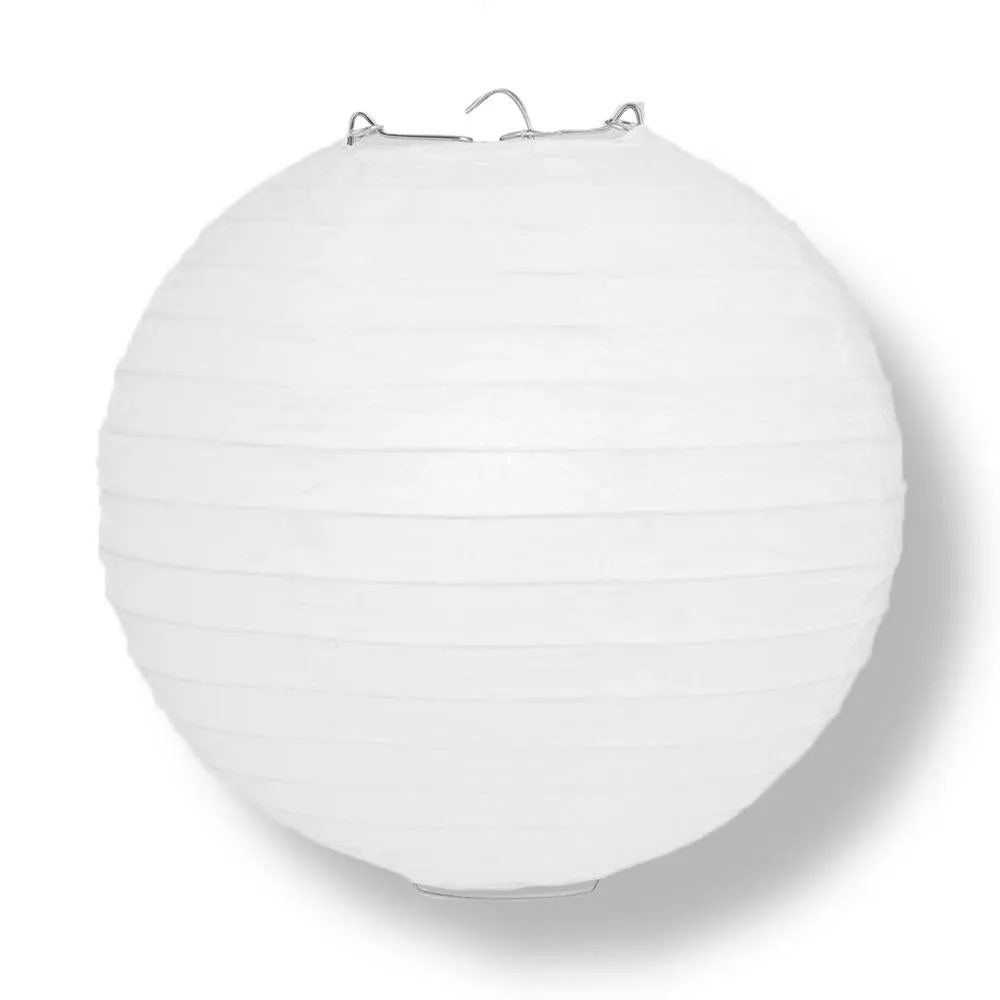 100-Pack 16 Inch White Parallel Ribbing Round Paper Lanterns