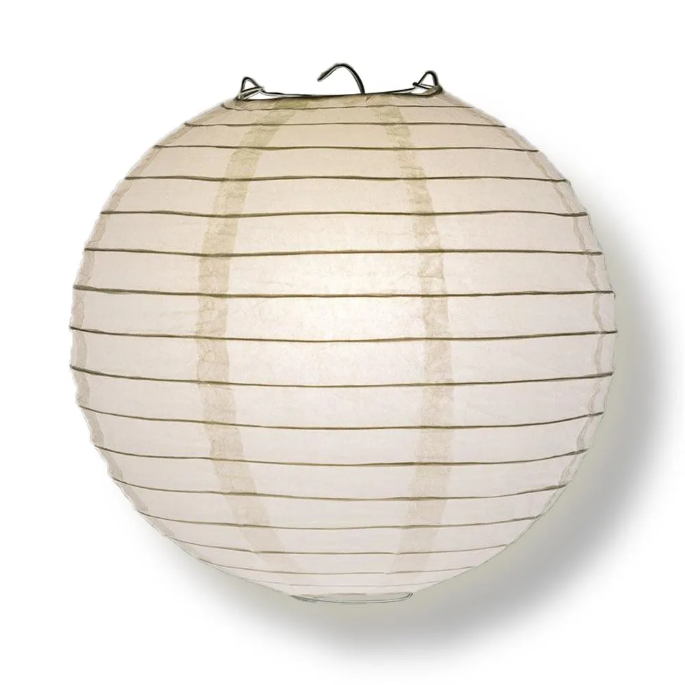 100-Pack 16 Inch White Parallel Ribbing Round Paper Lanterns