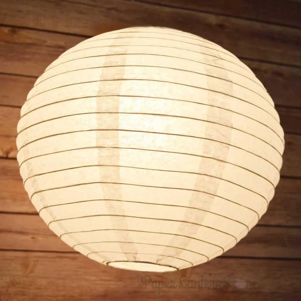 100-Pack 16 Inch White Parallel Ribbing Round Paper Lanterns