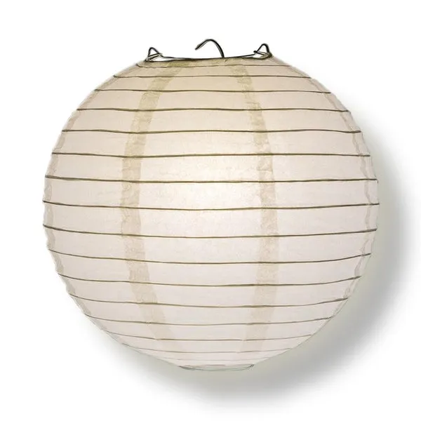10" White Round Paper Lantern, Parallel Ribbing, Chinese Hanging Wedding & Party Decoration