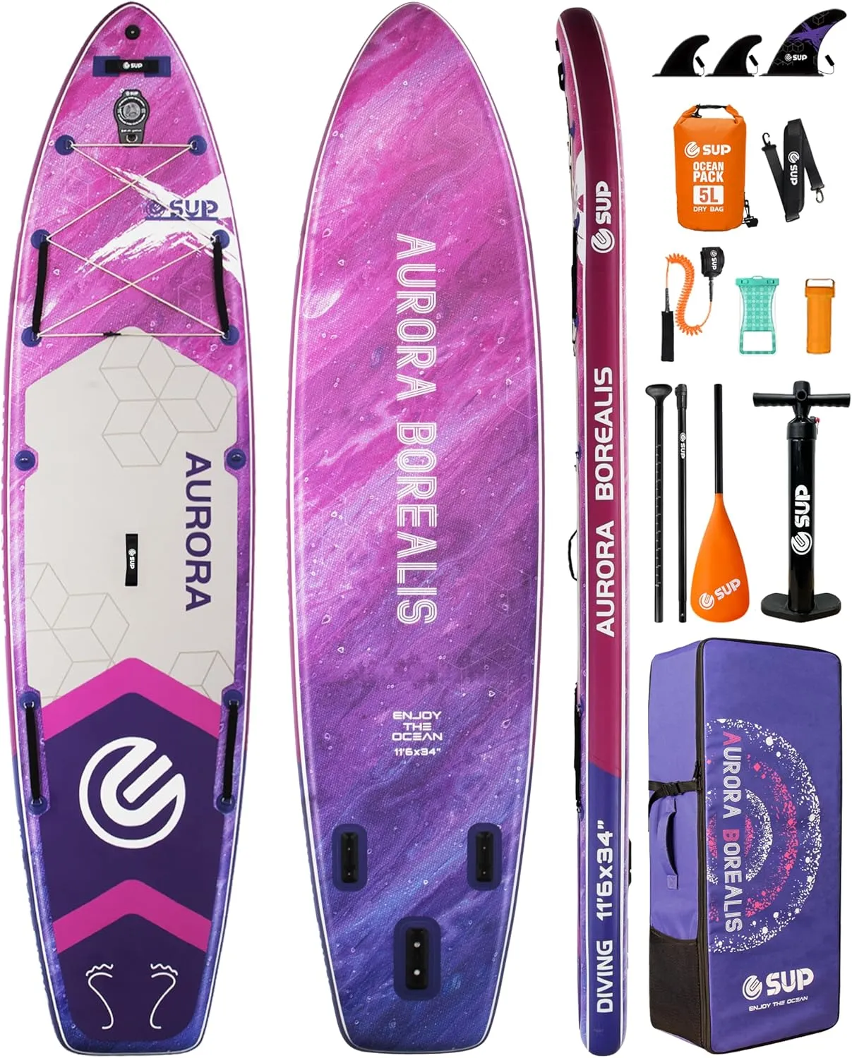 116 34" Extra Wide Inflatable Paddle Board with Premium SUP Paddle Board Accessories, Wide Stable Stand Up Paddleboards for Adults/425lb/Family/Yoga/Beginner, with Shoulder Strap,Dual-Action Pump
