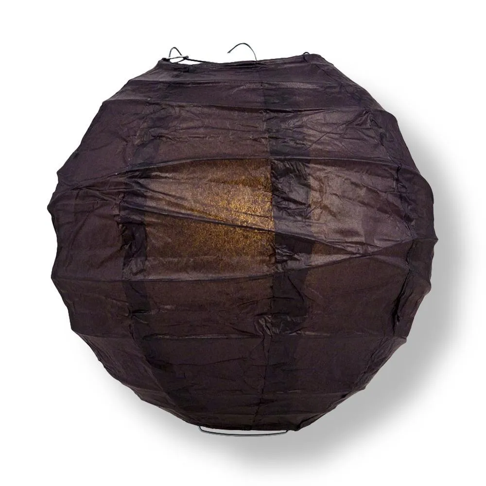 12 PACK | 12"  Black Crisscross Ribbing, Hanging Paper Lantern Combo Set