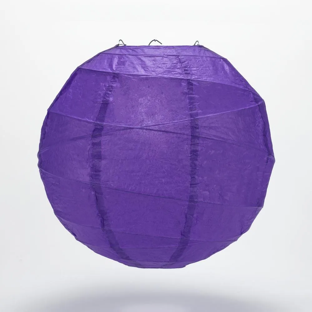 12 PACK | 12"  Plum Purple Crisscross Ribbing, Hanging Paper Lantern Combo Set