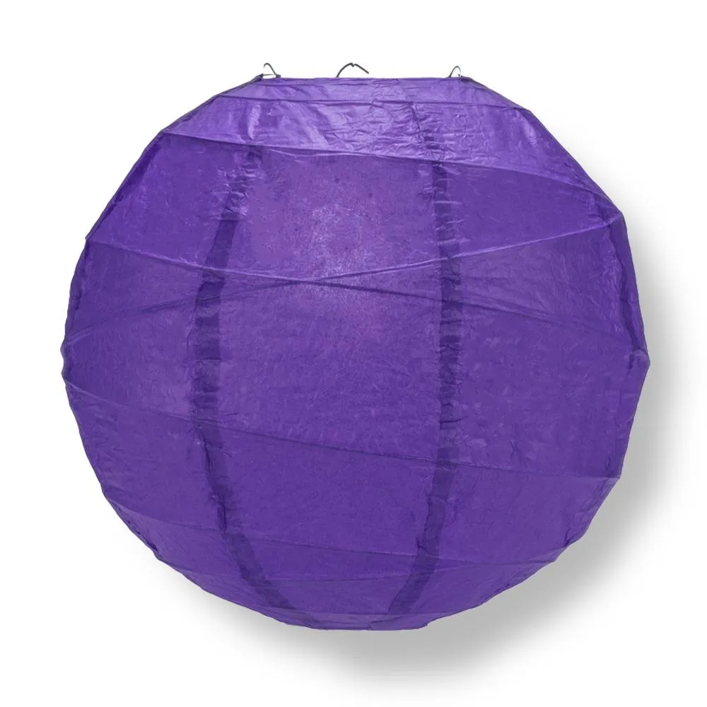 12 PACK | 12"  Plum Purple Crisscross Ribbing, Hanging Paper Lantern Combo Set