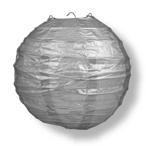 12 PACK | 12"  Silver Crisscross Ribbing, Hanging Paper Lantern Combo Set