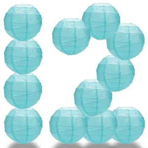 12-Pack 20 Inch Baby Blue Free-Style Ribbing Round Paper Lantern