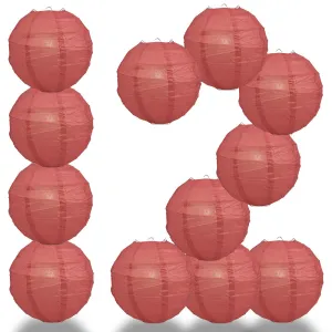 12-Pack 20 Inch Marsala / Burgundy Wine Free-Style Ribbing Round Paper Lantern