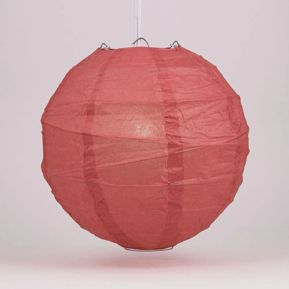 12-Pack 20 Inch Marsala / Burgundy Wine Free-Style Ribbing Round Paper Lantern