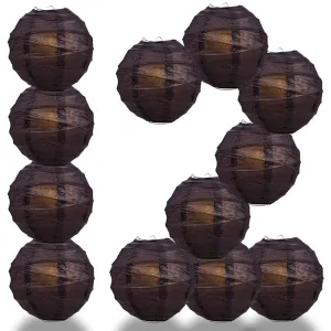 12-Pack 24 Inch Black Free-Style Ribbing Round Paper Lantern