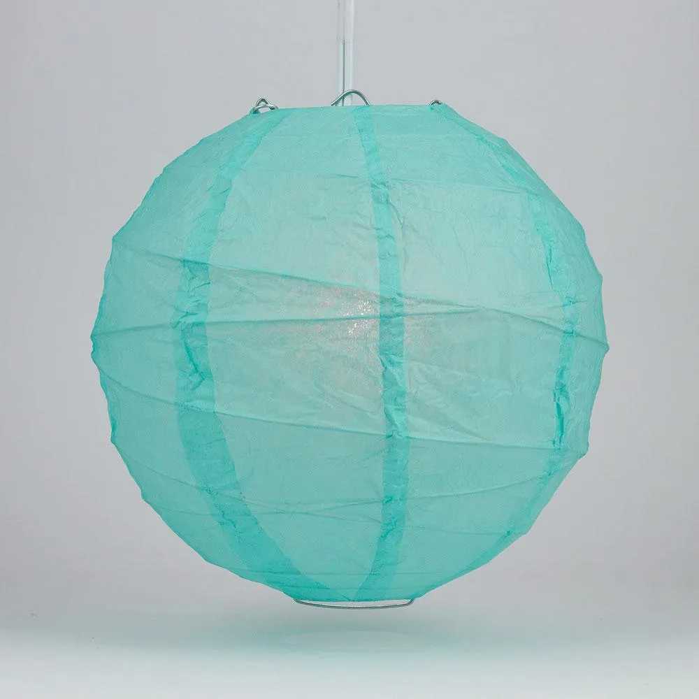 12-Pack 24 Inch Water Blue Free-Style Ribbing Round Paper Lantern