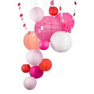 12-pc Valentine's Day Hearts Paper Lantern Decoration Party Pack