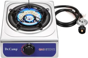 12000 BTU Single Auto Ignition Camping Garden Outdoor Camp Garden Hiking Fishing Propane Stove Cooker Griddle, Include CSA listed regulator and gas hose