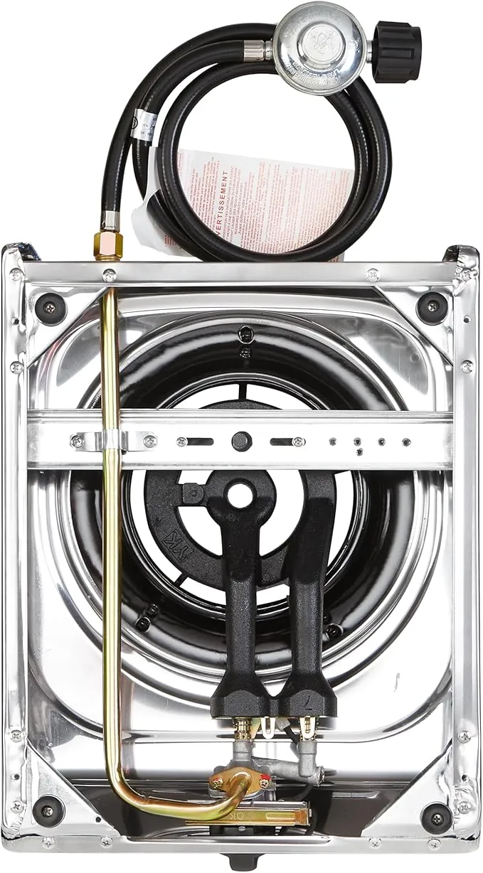 12000 BTU Single Auto Ignition Camping Garden Outdoor Camp Garden Hiking Fishing Propane Stove Cooker Griddle, Include CSA listed regulator and gas hose