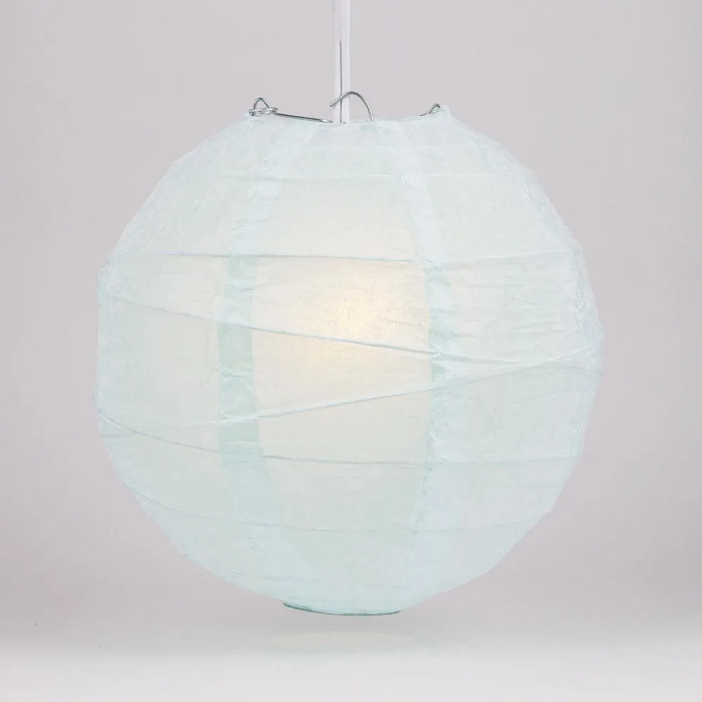 12" Arctic Spa Blue Round Paper Lantern, Crisscross Ribbed, Chinese Hanging Wedding & Party Decoration