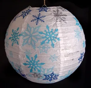14 Inch White Snowflake Christmas Holiday Paper Lantern