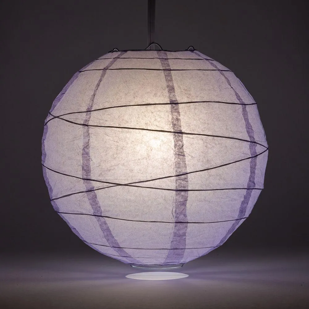 16" Lavender Round Paper Lantern, Crisscross Ribbing, Chinese Hanging Wedding & Party Decoration