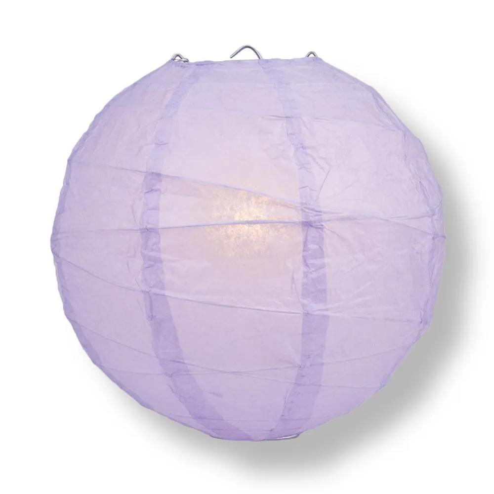 16" Lavender Round Paper Lantern, Crisscross Ribbing, Chinese Hanging Wedding & Party Decoration