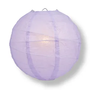 16" Lavender Round Paper Lantern, Crisscross Ribbing, Chinese Hanging Wedding & Party Decoration
