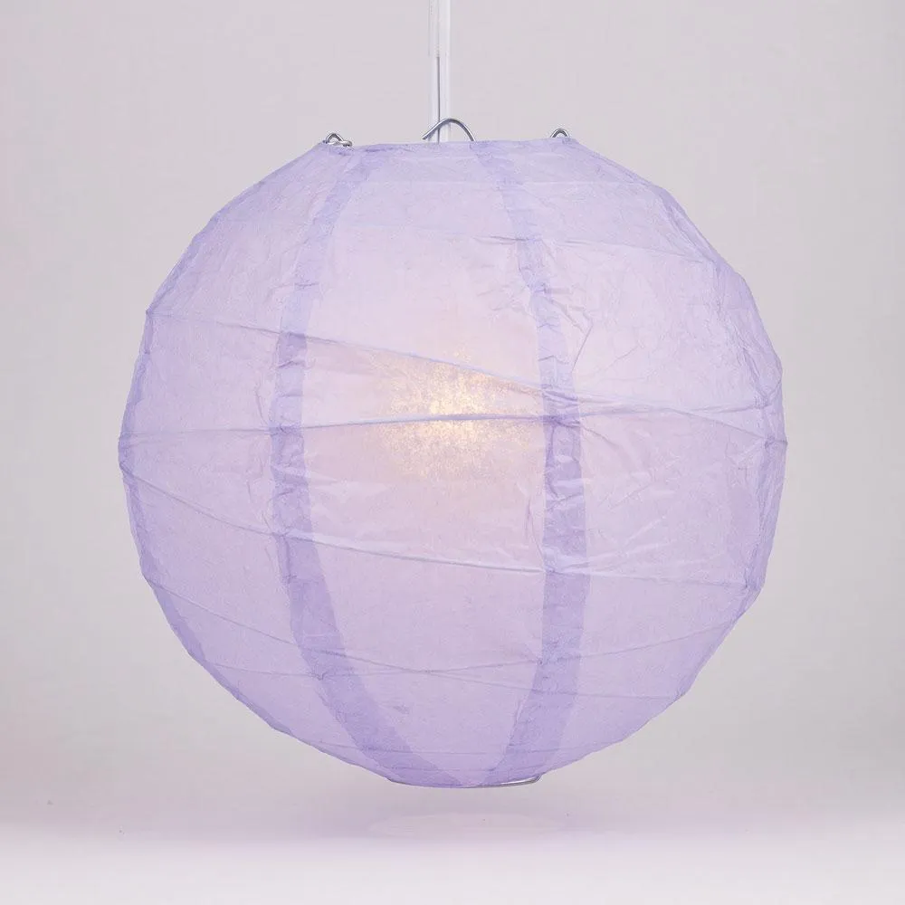 16" Lavender Round Paper Lantern, Crisscross Ribbing, Chinese Hanging Wedding & Party Decoration