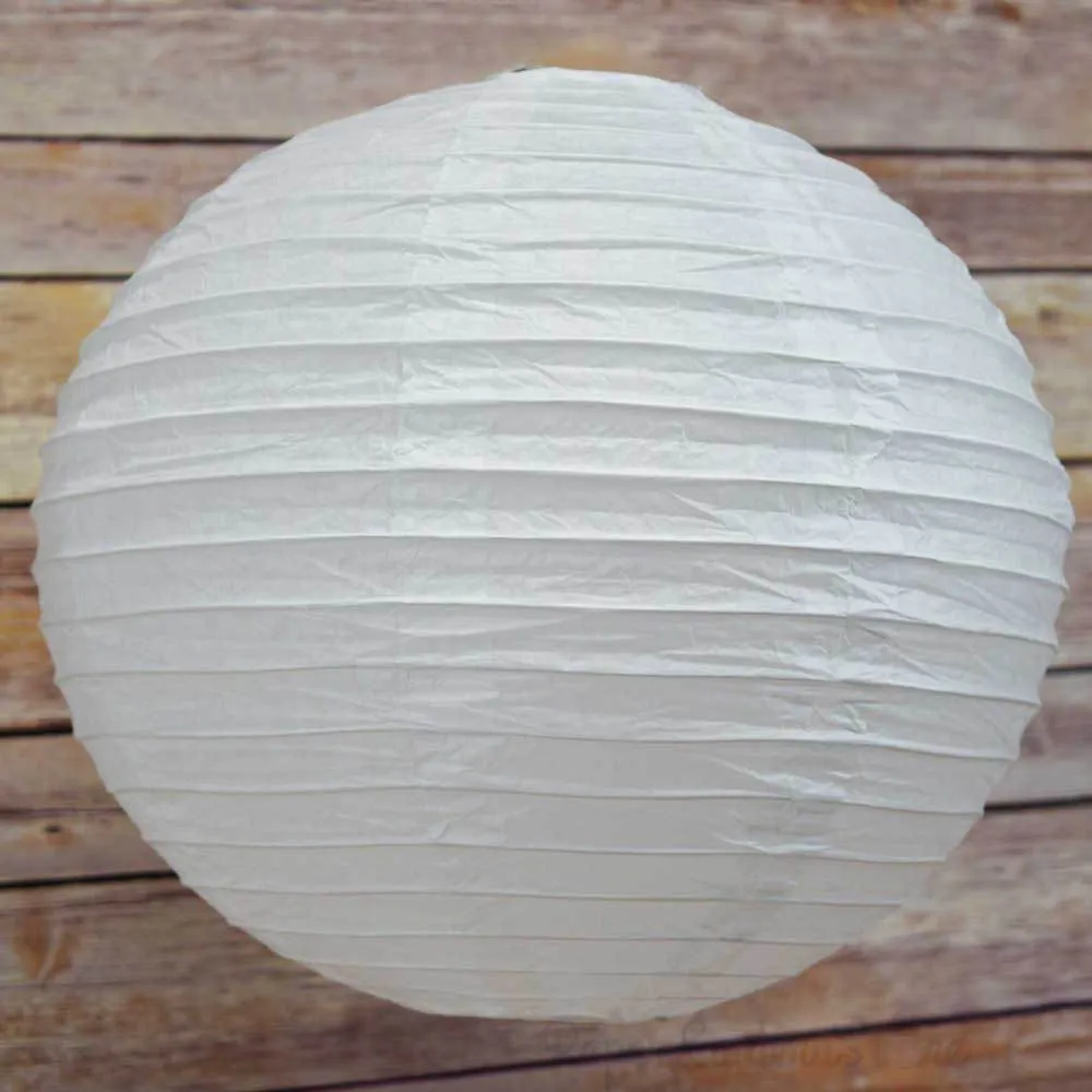 16" Wedding Paper Lantern String Light Decoration COMBO Kit (21 FT, EXPANDABLE, White Cord)