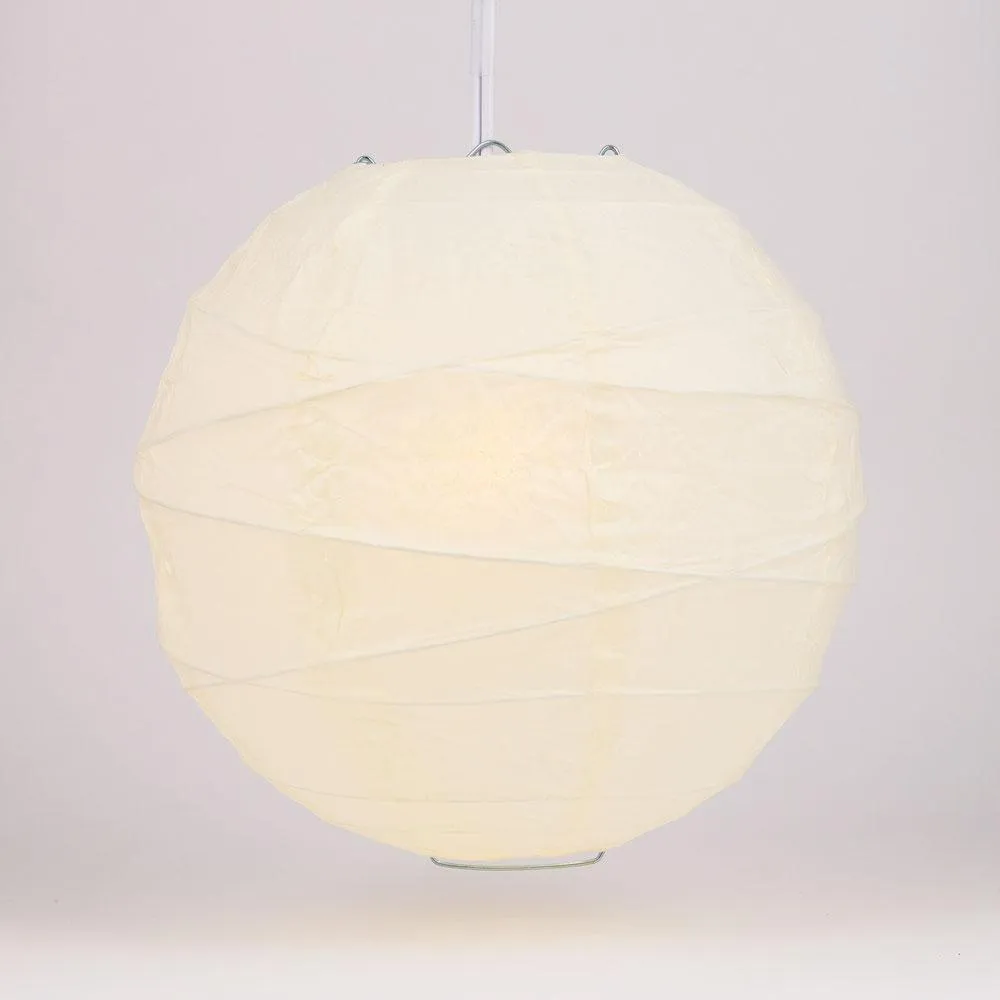 24" Beige / Ivory Round Paper Lantern, Crisscross Ribbing, Chinese Hanging Wedding & Party Decoration