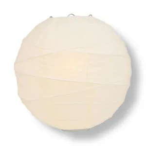 24" Beige / Ivory Round Paper Lantern, Crisscross Ribbing, Chinese Hanging Wedding & Party Decoration