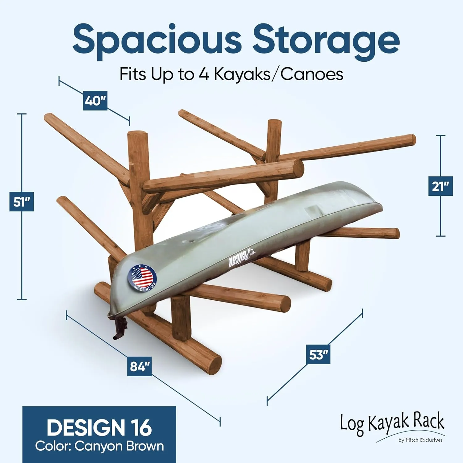 4-Place Kayak/Canoe Rack, Freestanding Kayak Storage Rack, Kayak Racks for Outdoor Storage, SUP or Canoe Storage Rack