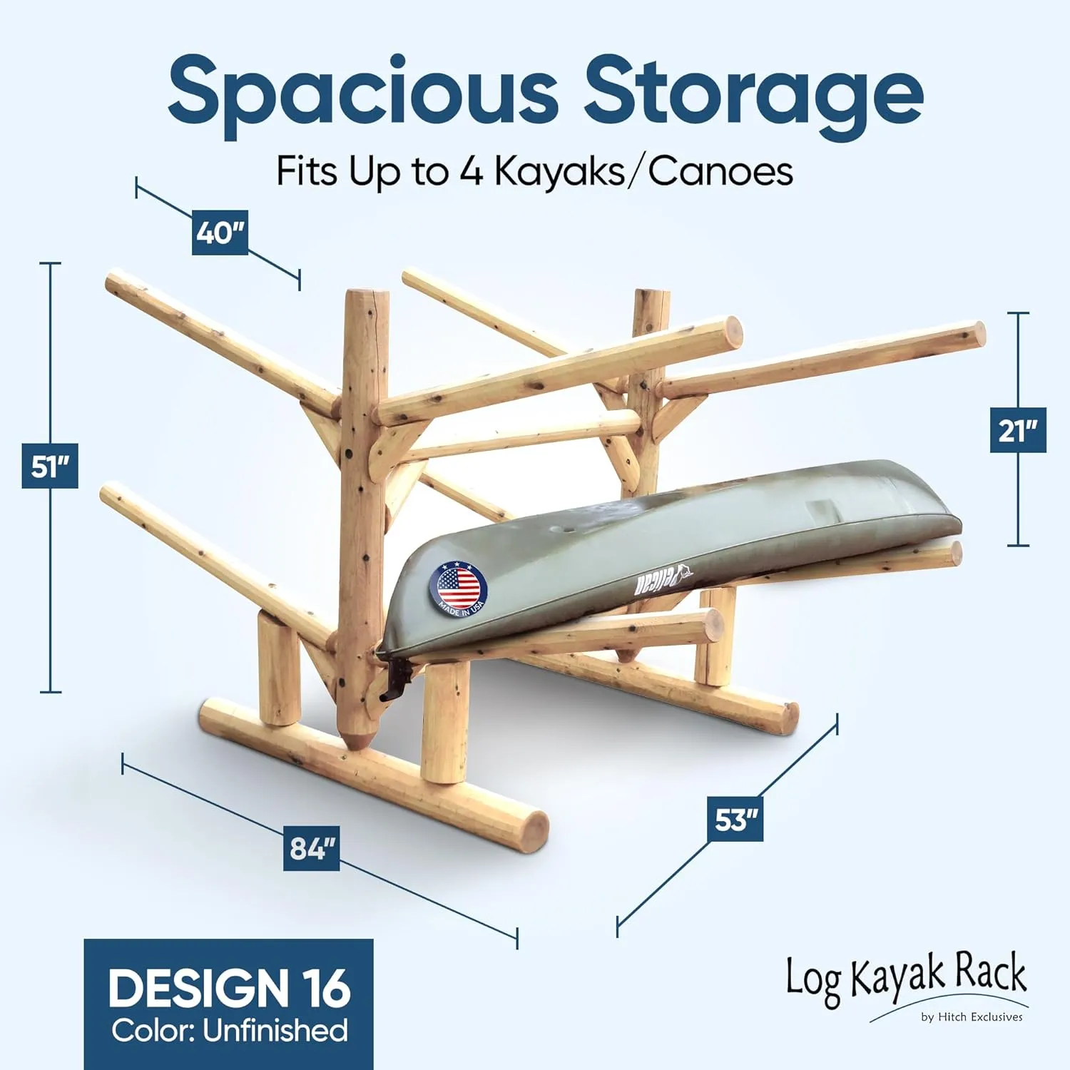 4-Place Kayak/Canoe Rack, Freestanding Kayak Storage Rack, Kayak Racks for Outdoor Storage, SUP or Canoe Storage Rack