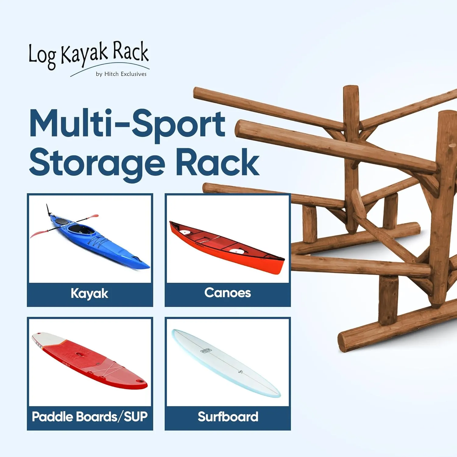 4-Place Kayak/Canoe Rack, Freestanding Kayak Storage Rack, Kayak Racks for Outdoor Storage, SUP or Canoe Storage Rack