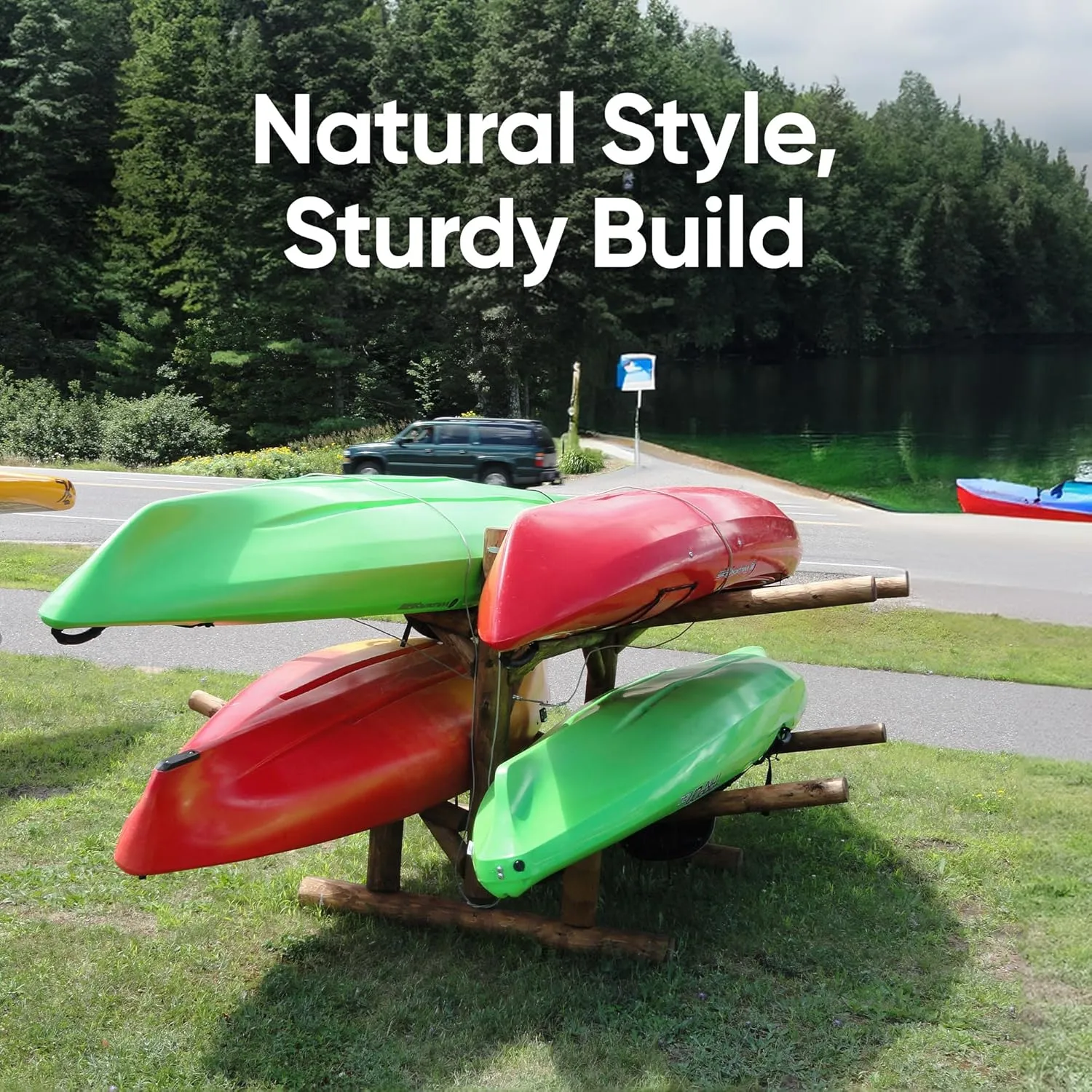 4-Place Kayak/Canoe Rack, Freestanding Kayak Storage Rack, Kayak Racks for Outdoor Storage, SUP or Canoe Storage Rack