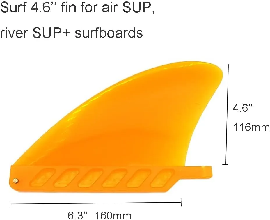4.6" Soft Surf Fin Orange&Black for Surf Boards, SUP Paddleboards or Water SUP with No Tool fin Screw