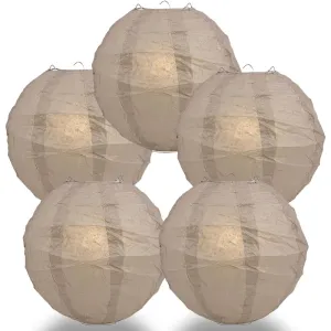 5-Pack 12 Inch Dusty Sand Rose Free-Style Ribbing, Hanging Paper Lanterns