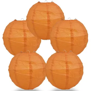 5-Pack 12 Inch Persimmon Orange Free-Style Ribbing, Hanging Paper Lanterns
