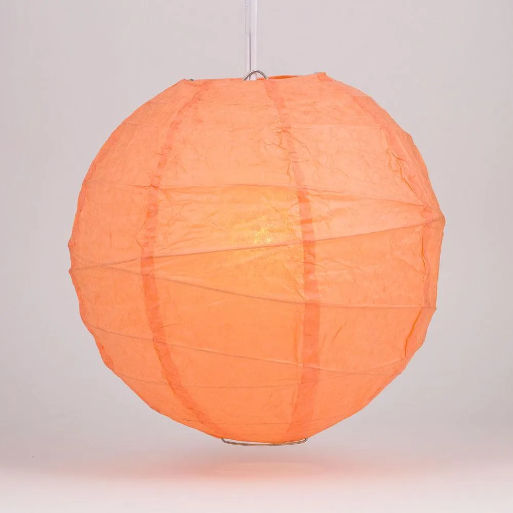 5-Pack 16 Inch Peach / Orange Coral Free-Style Ribbing Round Paper Lantern