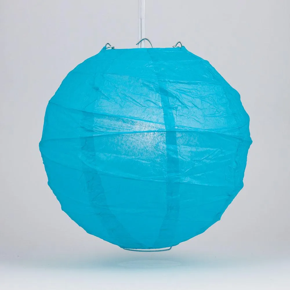 5-Pack 20 Inch Turquoise Free-Style Ribbing Round Paper Lantern