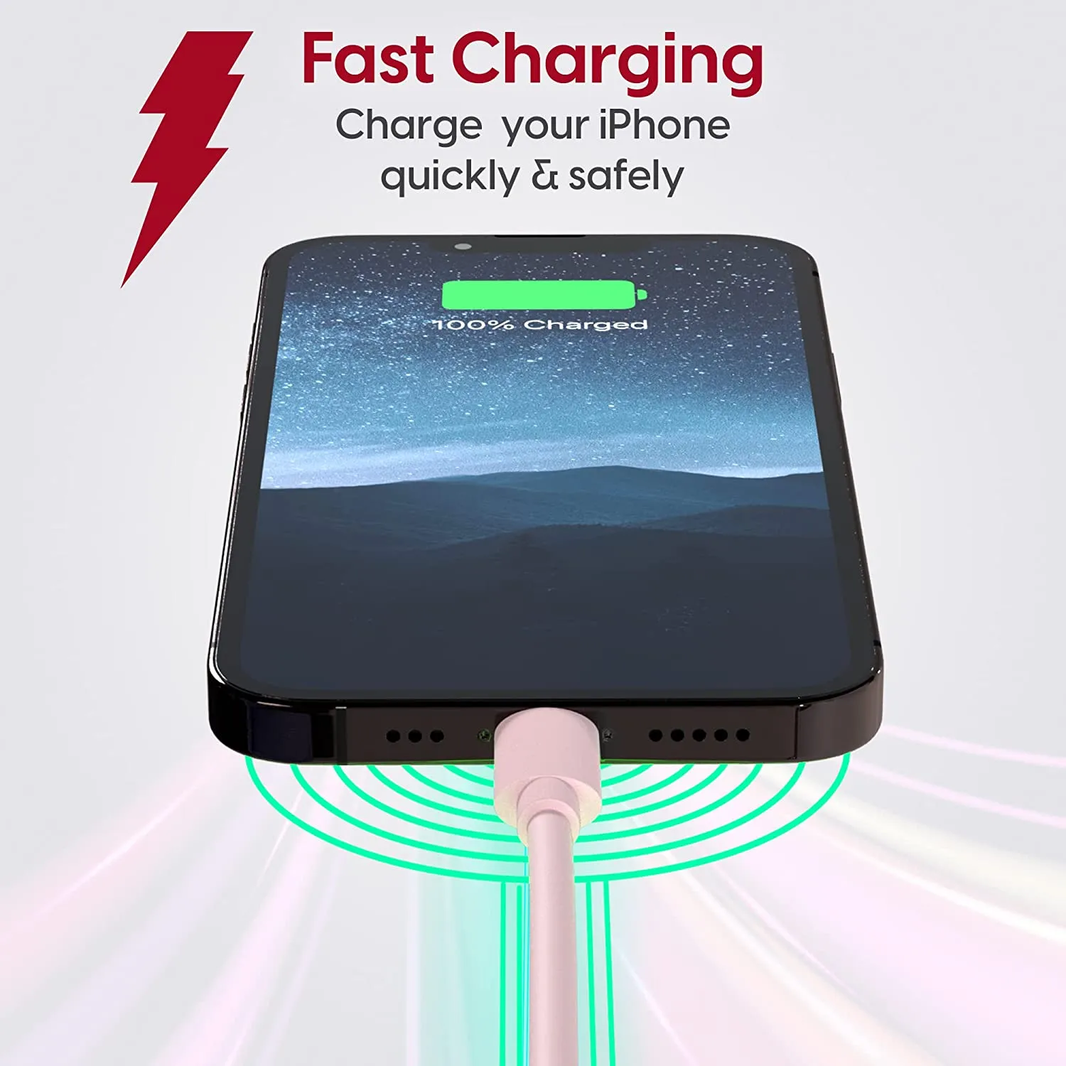6ft and 10ft Long USB Cables , Pink Wire Power Wire Charger Cord - AWZ14