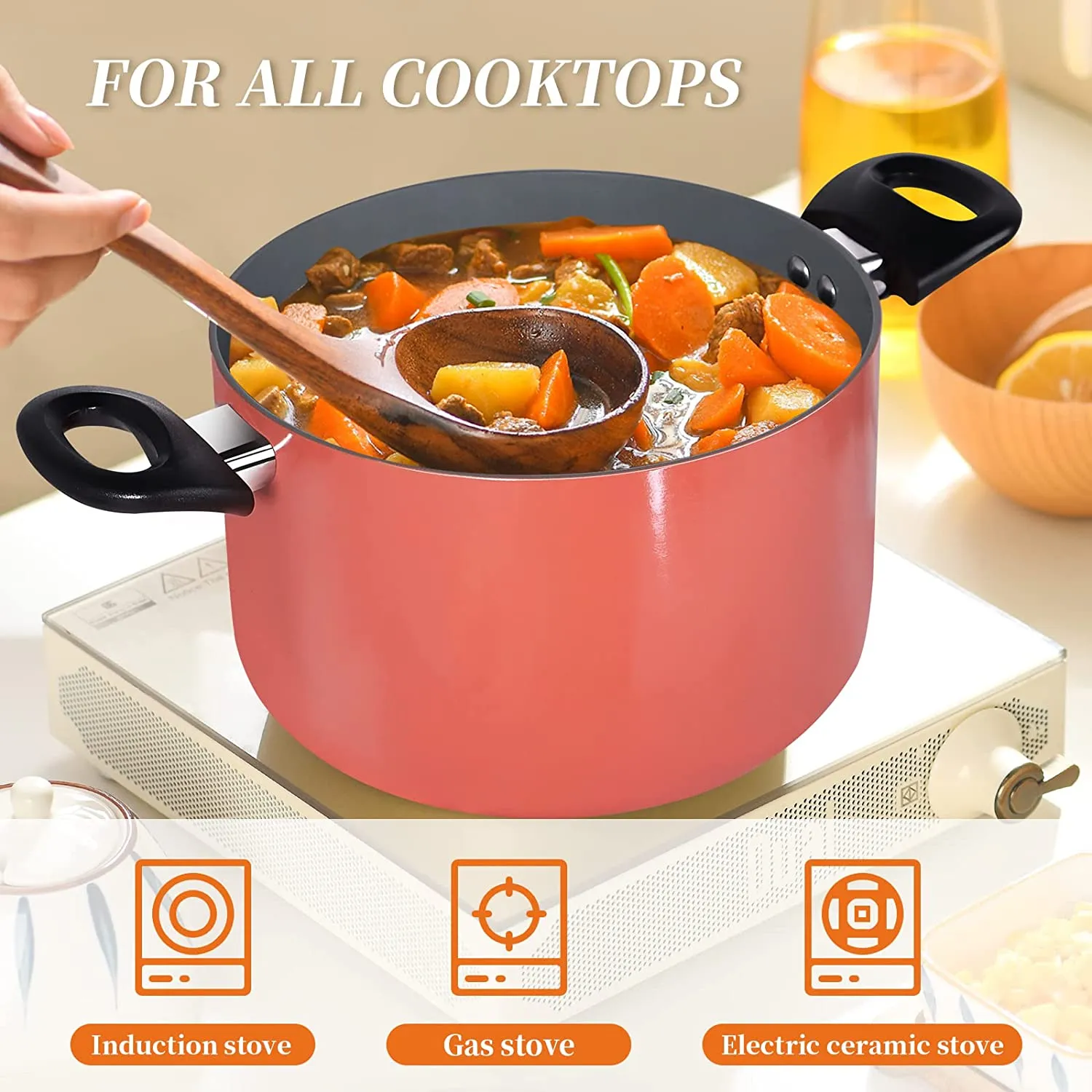 8-Piece Nonstick Pots and Pans Sets Ceramic Coating