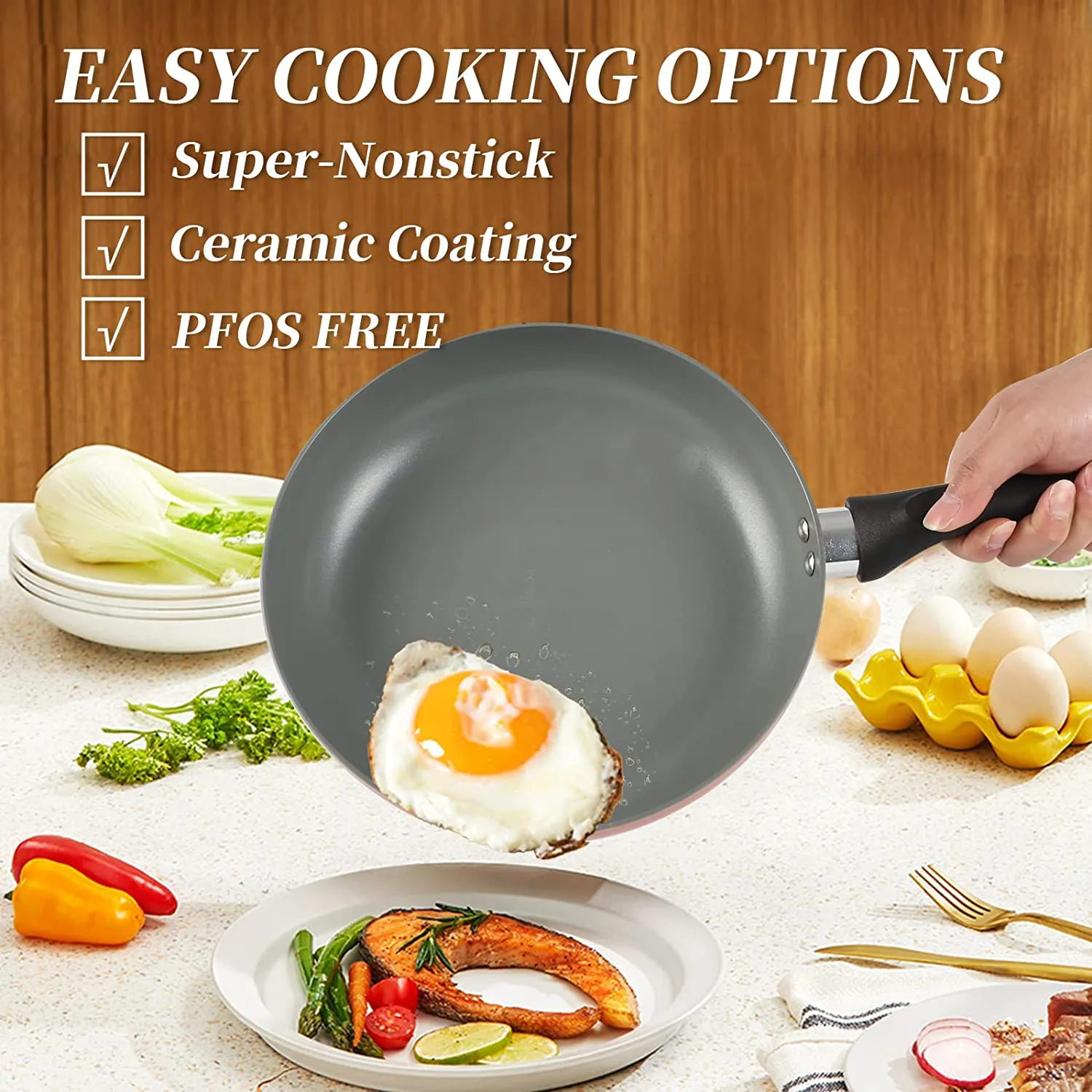 8-Piece Nonstick Pots and Pans Sets Ceramic Coating