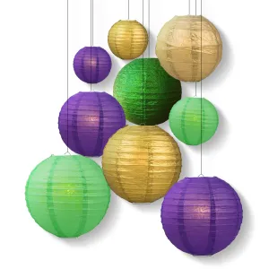9-pc Mardi Gras Colorful Carnaval Paper Lantern Combo Party Pack