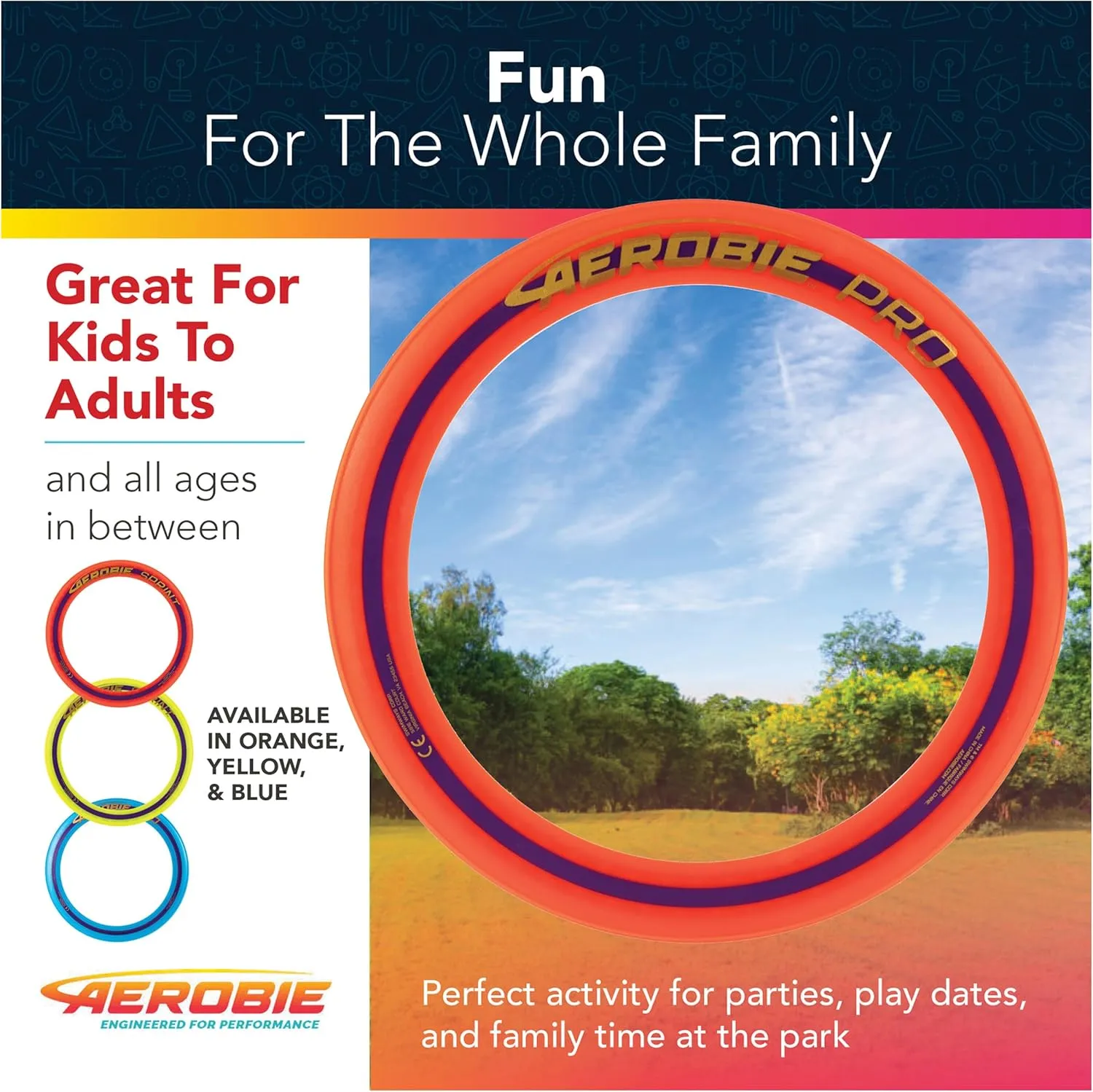 Aerobie Pro Ring Outdoor Flying Disc, 14 inches, Orange