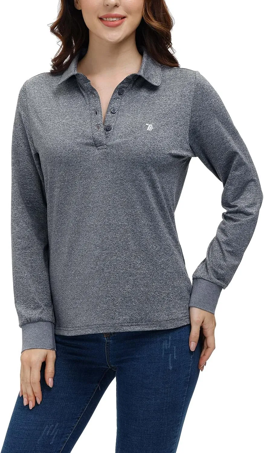 AIRIKE Golf Polo Shirts for Women Long Sleeve Colourful Quick-Dry Workwear & Activewear-Womens Athletic Apparel