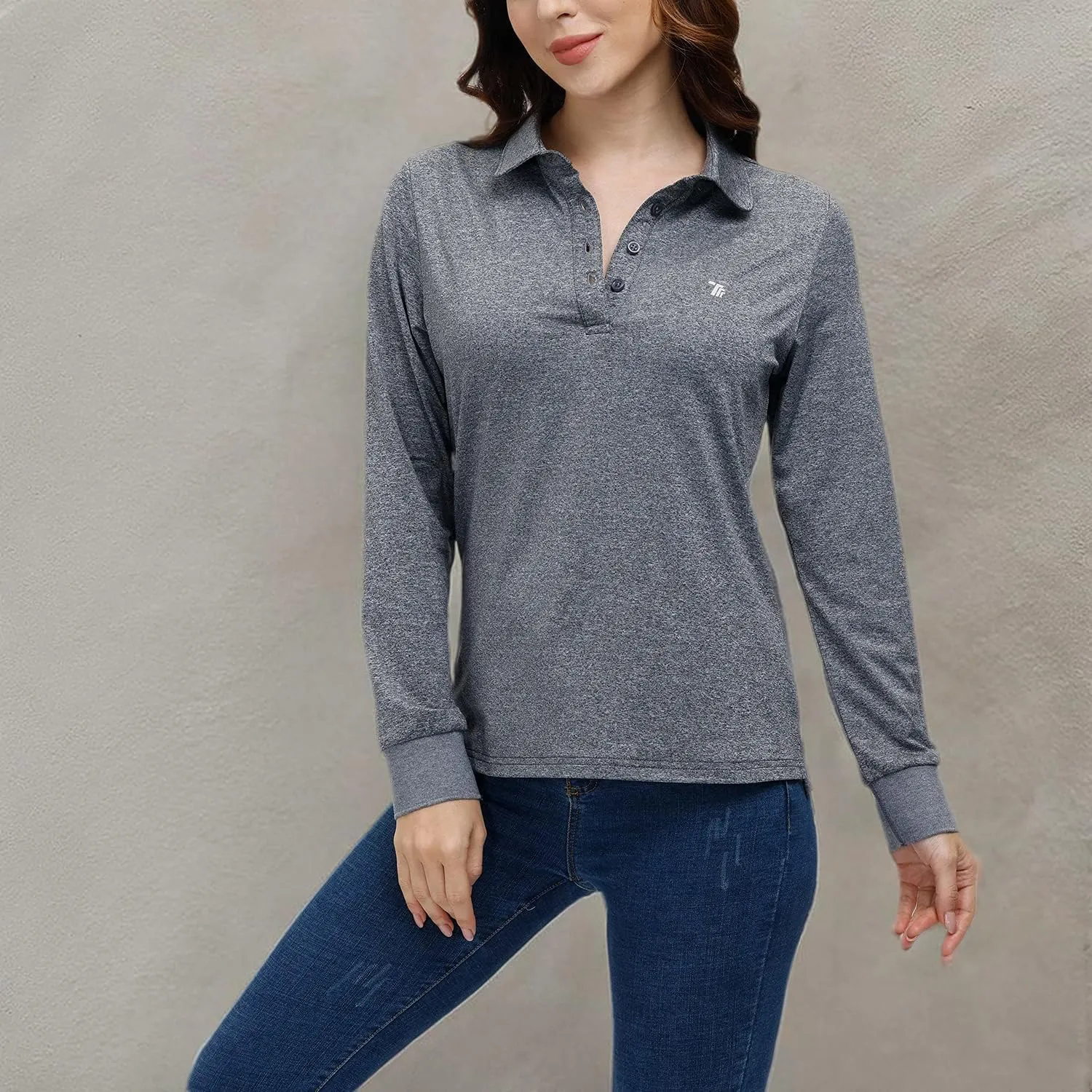 AIRIKE Golf Polo Shirts for Women Long Sleeve Colourful Quick-Dry Workwear & Activewear-Womens Athletic Apparel