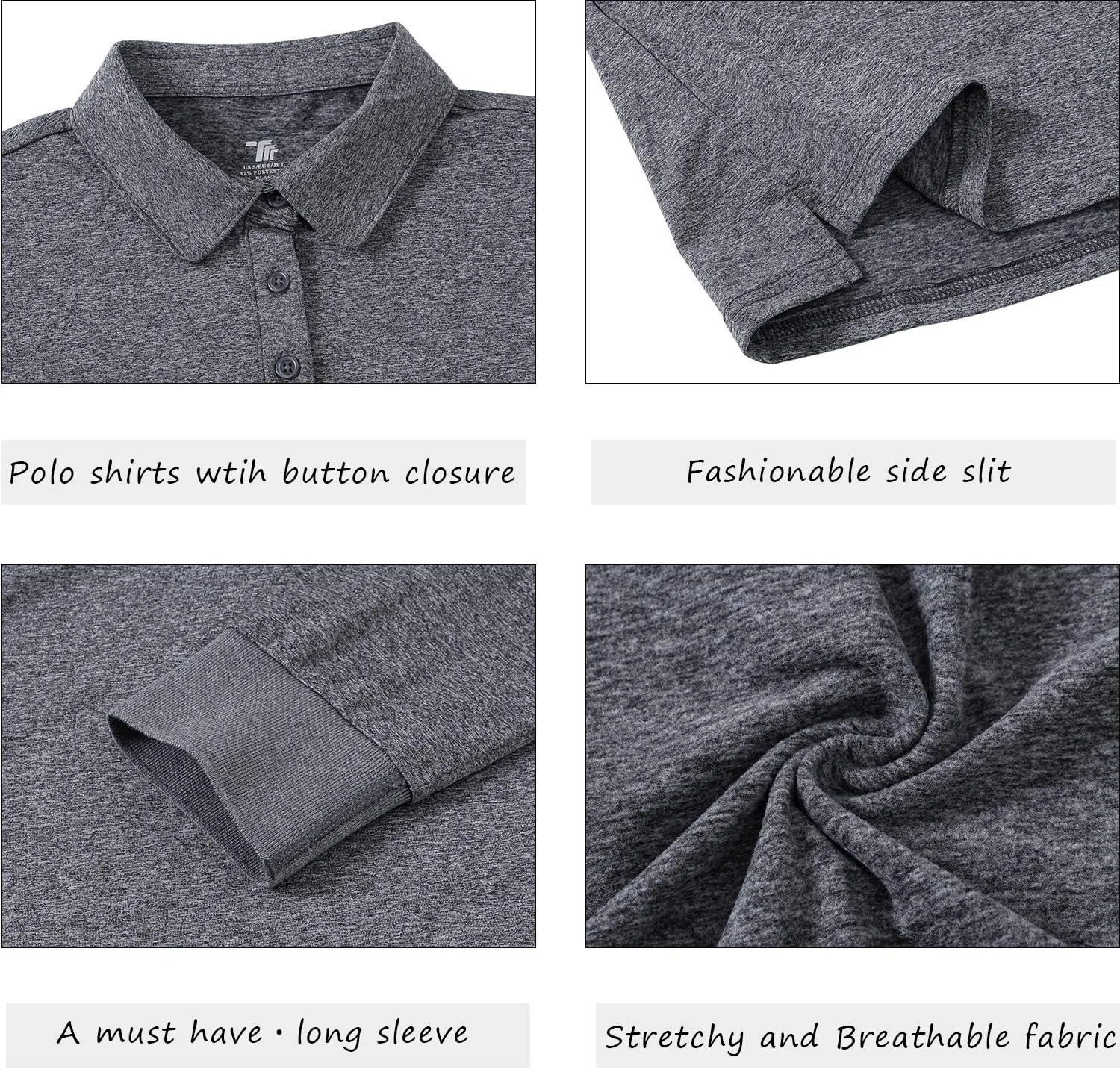 AIRIKE Golf Polo Shirts for Women Long Sleeve Colourful Quick-Dry Workwear & Activewear-Womens Athletic Apparel