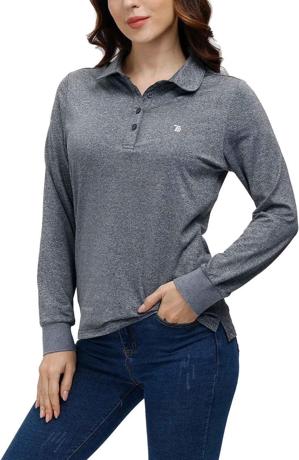 AIRIKE Golf Polo Shirts for Women Long Sleeve Colourful Quick-Dry Workwear & Activewear-Womens Athletic Apparel