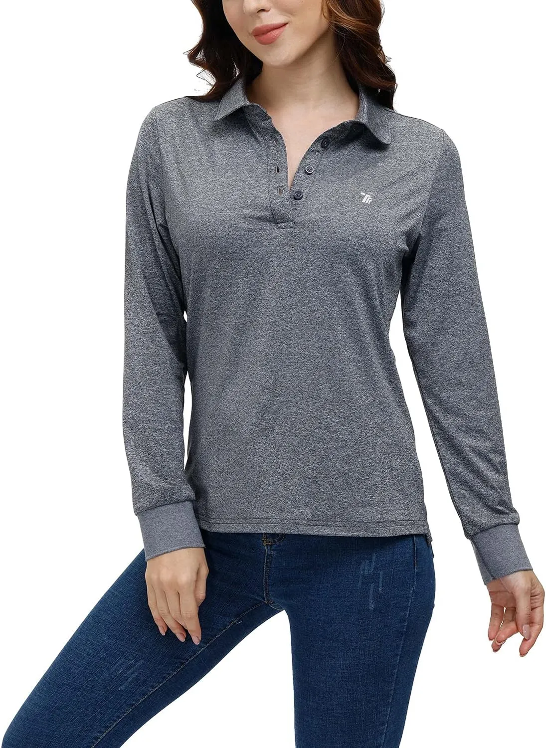 AIRIKE Golf Polo Shirts for Women Long Sleeve Colourful Quick-Dry Workwear & Activewear-Womens Athletic Apparel