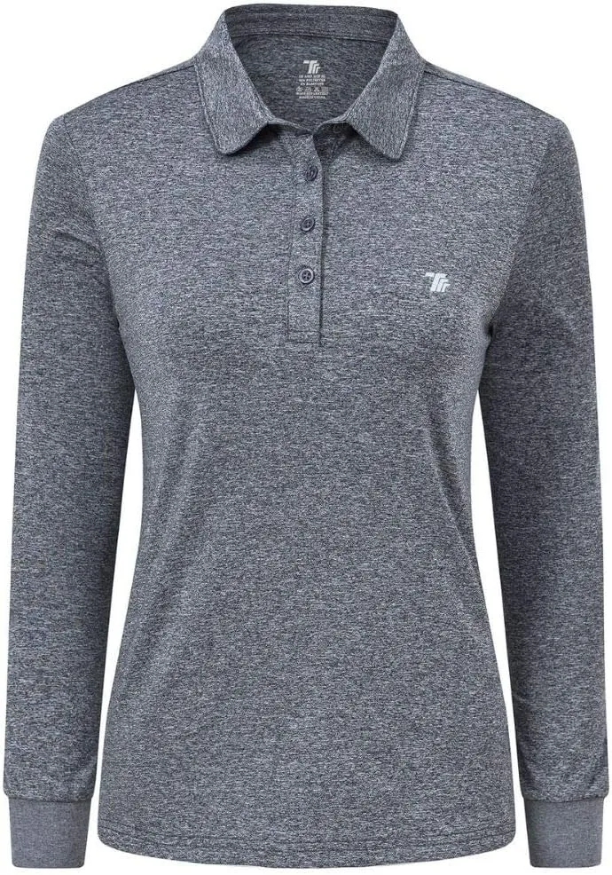 AIRIKE Golf Polo Shirts for Women Long Sleeve Colourful Quick-Dry Workwear & Activewear-Womens Athletic Apparel
