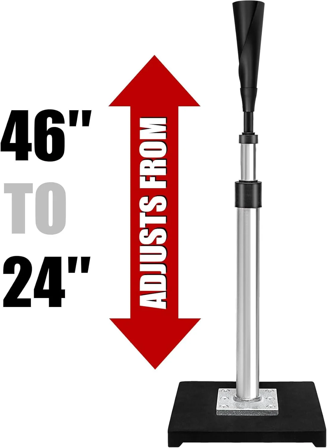 Baseball/Softball Batting Tee-(24"-47") Height Adjustable Premium Portable Baseball Tee with 2 Ultra- Flexible Rubber Tops and Heavy Duty Base for Teens/Adults