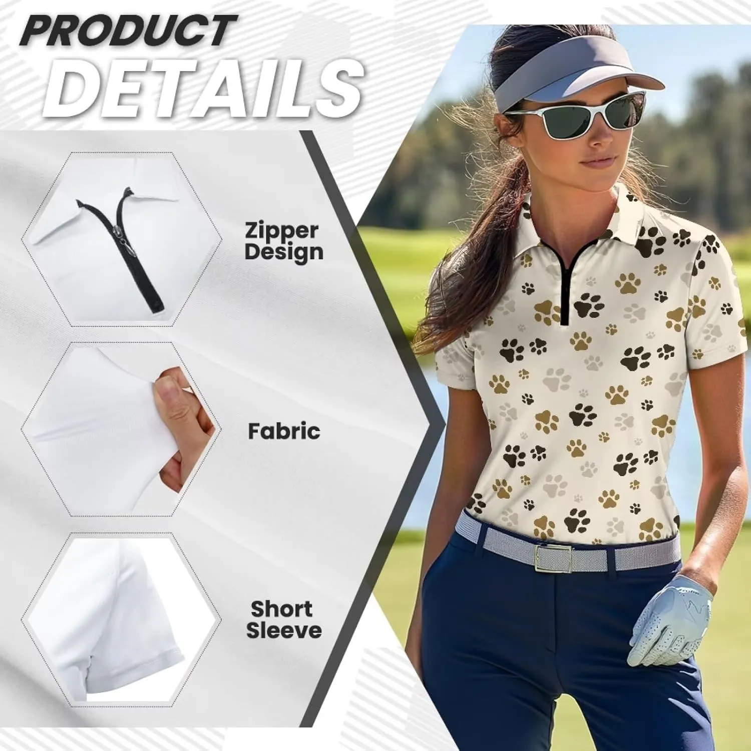 Biyejit Womens Golf Polo Shirts 1/4 Zip Up Short Sleeve Quick Dry Workout Tops Sun Protection Tennis Shirts Slim Fit
