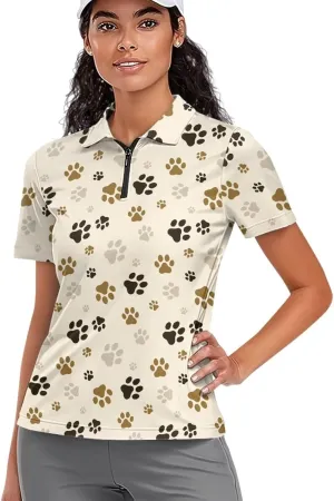 Biyejit Womens Golf Polo Shirts 1/4 Zip Up Short Sleeve Quick Dry Workout Tops Sun Protection Tennis Shirts Slim Fit